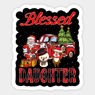 Blessed Daughter Red Plaid Christmas Sticker